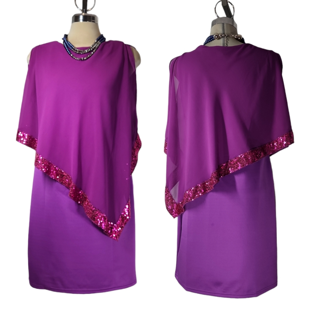 Purple Luxurious Dress with attached Top Cover Size 12